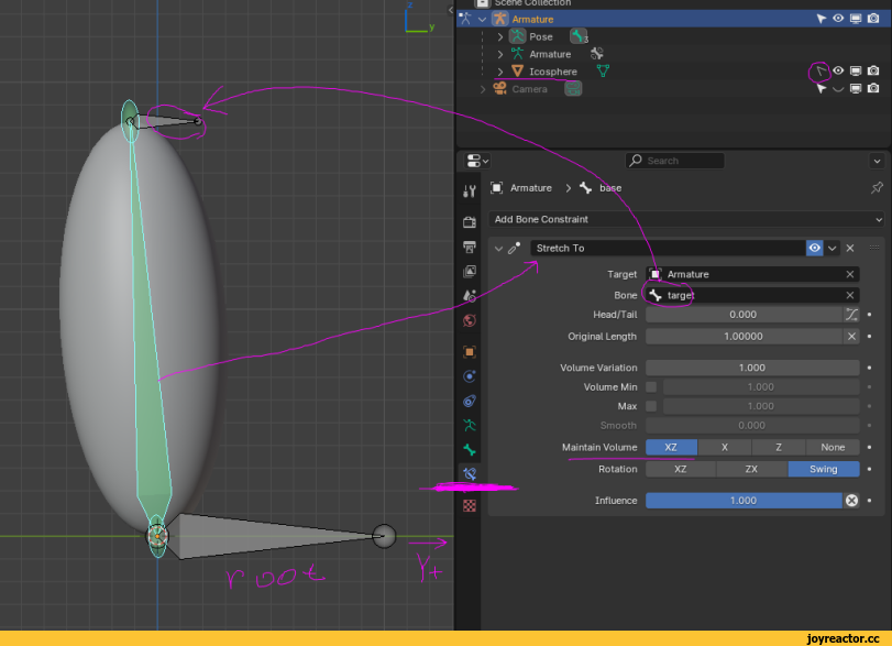 ﻿H scene uouecuon
"A" v Armature	V <•>(!■] Éï
!	>	1^	Pose SJ
j	>	t/\”	Armature ££
!	>	V	Icosphere ^	1
> ^ Camera (R	V
■ZI mi	V	,0 Search				V
¿Y	V L™J	Armature > % base				ft
a	Add Bone Constraint \					V
		\				
*s*	s/	Stretch To			o| V x	
			\			
ifi		Target	[■] Armature		X	
$		Bone	%